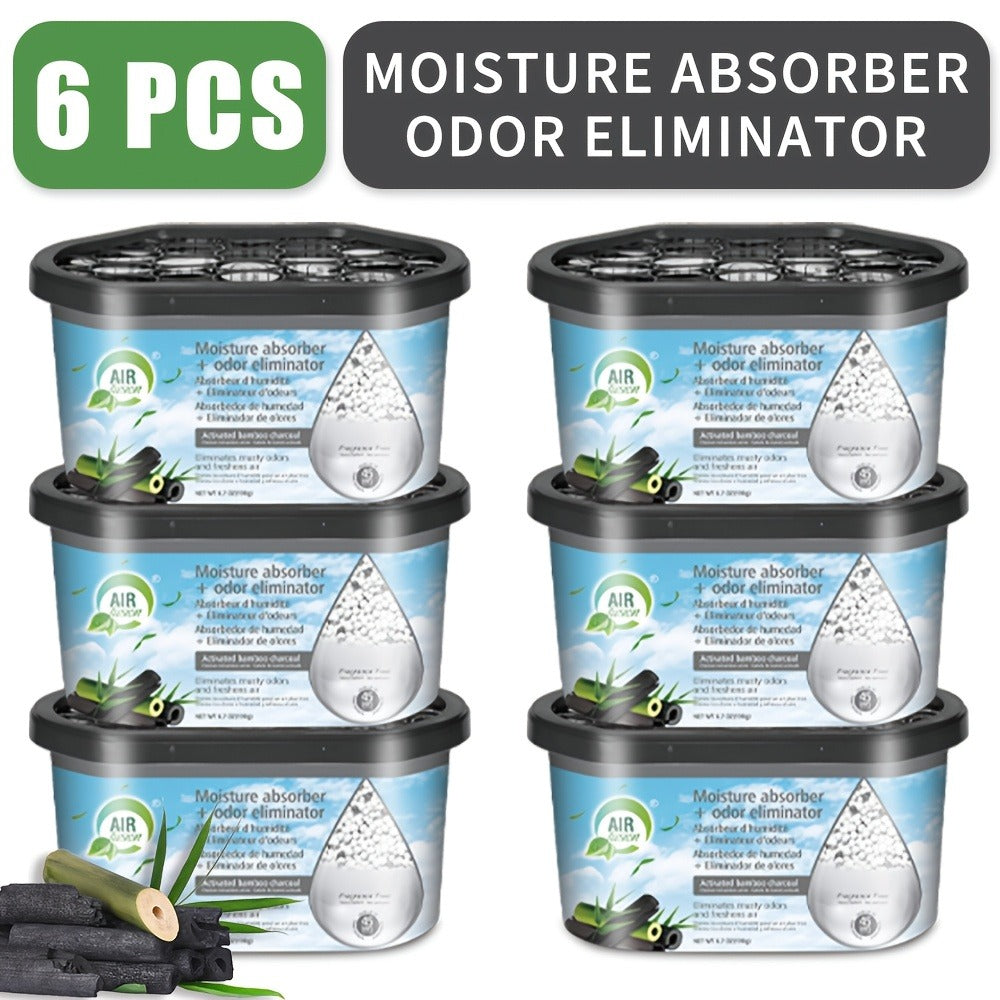 Moisture Absorber Dehumidifier Box 6-Pack ¨C Odor Eliminator & Humidity Controller for Closet, Bathroom, Kitchen, Pantry, Boat & RV ¨C Lavender Vanilla, Fresh Linen, Jasmine Blossom, Bamboo Charcoal