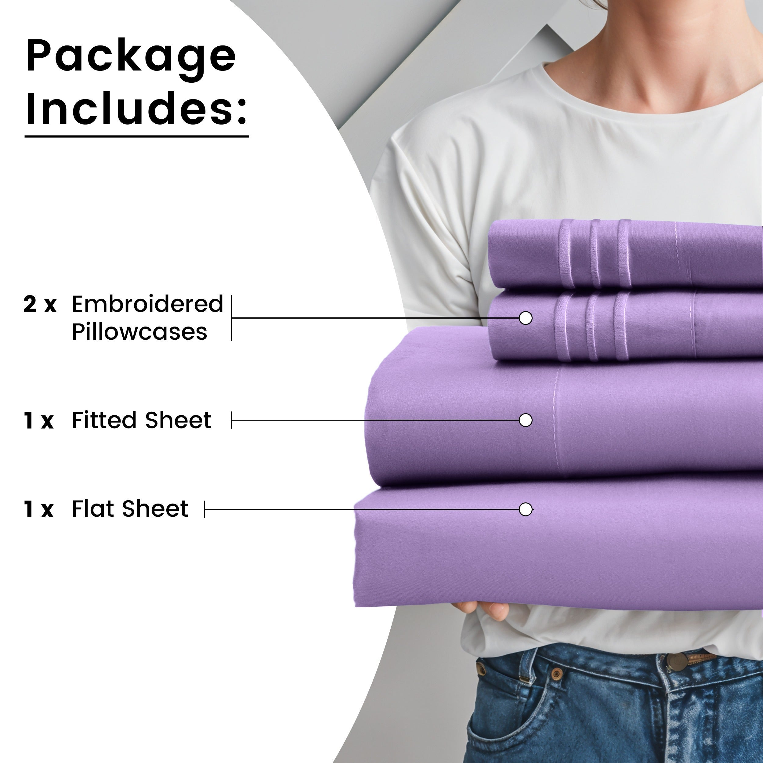 Fitted Sheet Set 6-Piece Brushed Polyester Deep Pocket Bed Sheets 20 Colors Hotel Luxury Soft Bedding with Embroidered Pillowcases