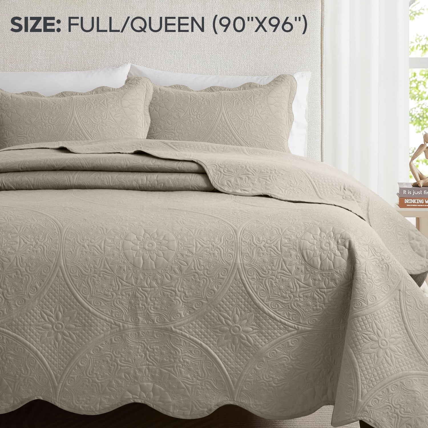 Quilted Bedspread Set 3 Piece ¨C Soft Floral Coverlet with Pillow Shams, Lightweight Breathable Quilt for Bedroom & Guest Room, All Season Bed Cover