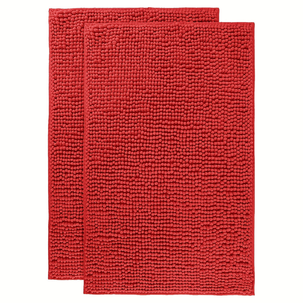 Chenille Bath Rug Extra Thick Soft Absorbent Non-Slip Bathroom Mat Machine Washable, Multiple Sizes & Colors