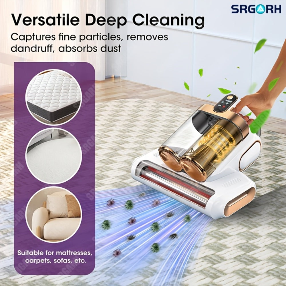 Cordless Mattress Vacuum Cleaner 16Kpa UV Light & 80000 RPM Sonic Technology, 3-Min Fast Charge Handheld Bed Vacuum for Mattress Sofa Carpet Dust Mites