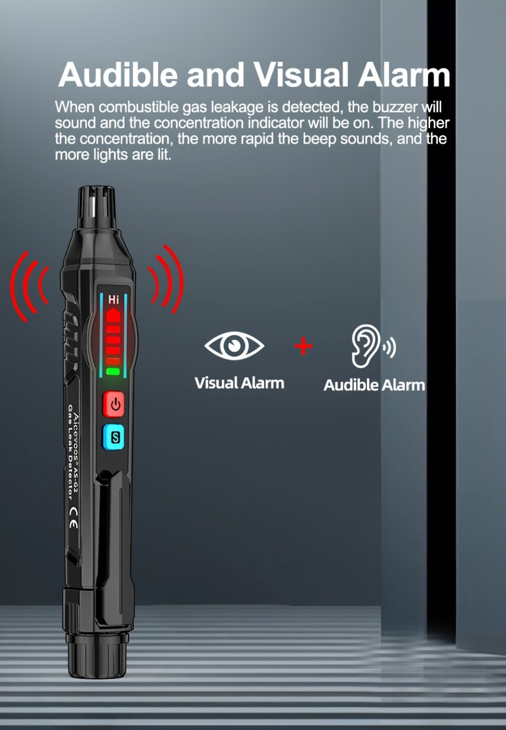 Combustible Gas Leak Detector - High Sensitivity Natural Gas & Methane Alarm with Audible & Visual Alert for Home & Industrial Safety