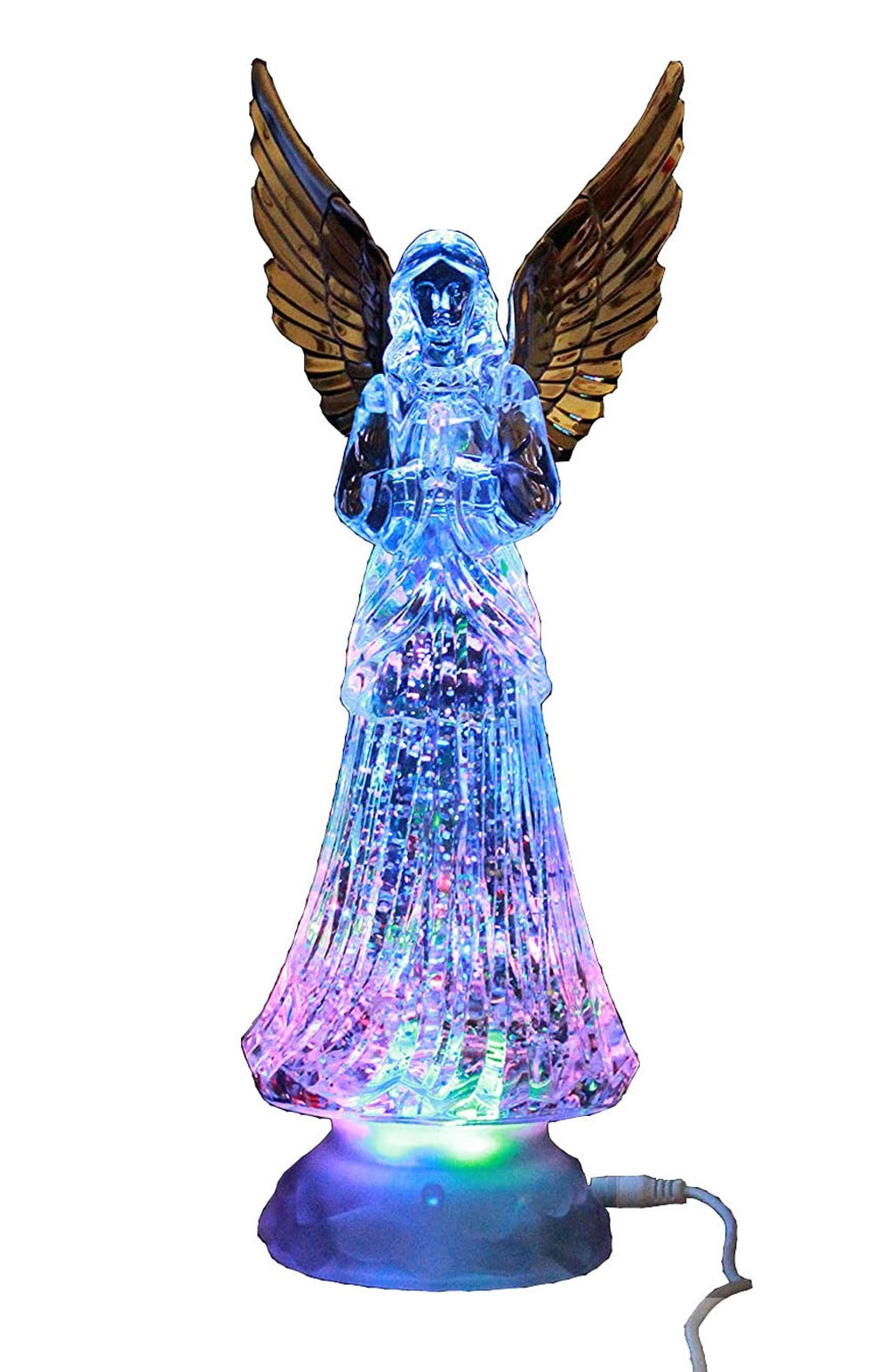 Angel LED Snow Globe Water Lamp 12 Inch - Color Changing Glitter Golden Wings 6-Hour Timer USB Battery Operated Christmas Decor Figurine Holiday Gift for Mom Grandma