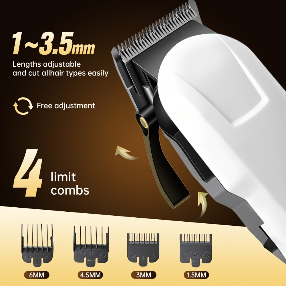 Men's Hair Clipper Set Cordless Beard Trimmer Electric Shaver Grooming Kit with LCD Display USB-C Rechargeable for Home Barber Haircut Mustache Travel Father's Day Gift
