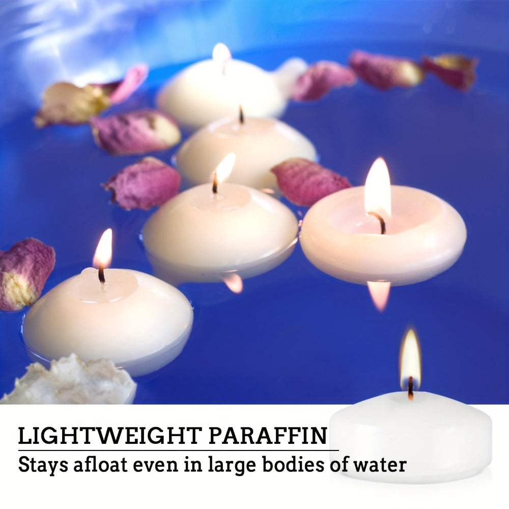 Floating Candles 2 Inch ¨C 50 Pack White Paraffin Wax Candles for Wedding, Birthday, Valentine's Day, Halloween & Christmas Table Centerpiece Decor