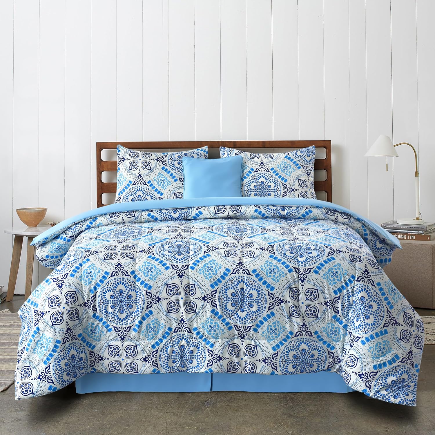 5-Piece Comforter Set ¨C Down Alternative Reversible Quilted Bedding with Bed Skirt & Pillow Shams, Twin Queen King, All Seasons ¨C 13 Colors