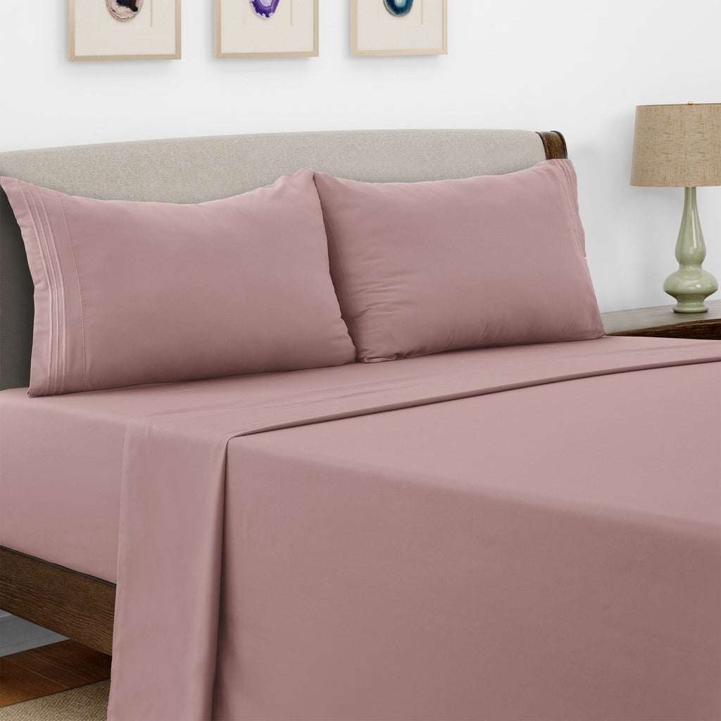 Microfiber Bed Sheet Set 4 Piece - Soft Breathable Deep Pocket 16 inch Fitted Sheet, Flat Sheet & Pillowcases, Wrinkle Fade Resistant Bedding for All Seasons Twin Twin XL Full Queen King Cal King, 24 Colors