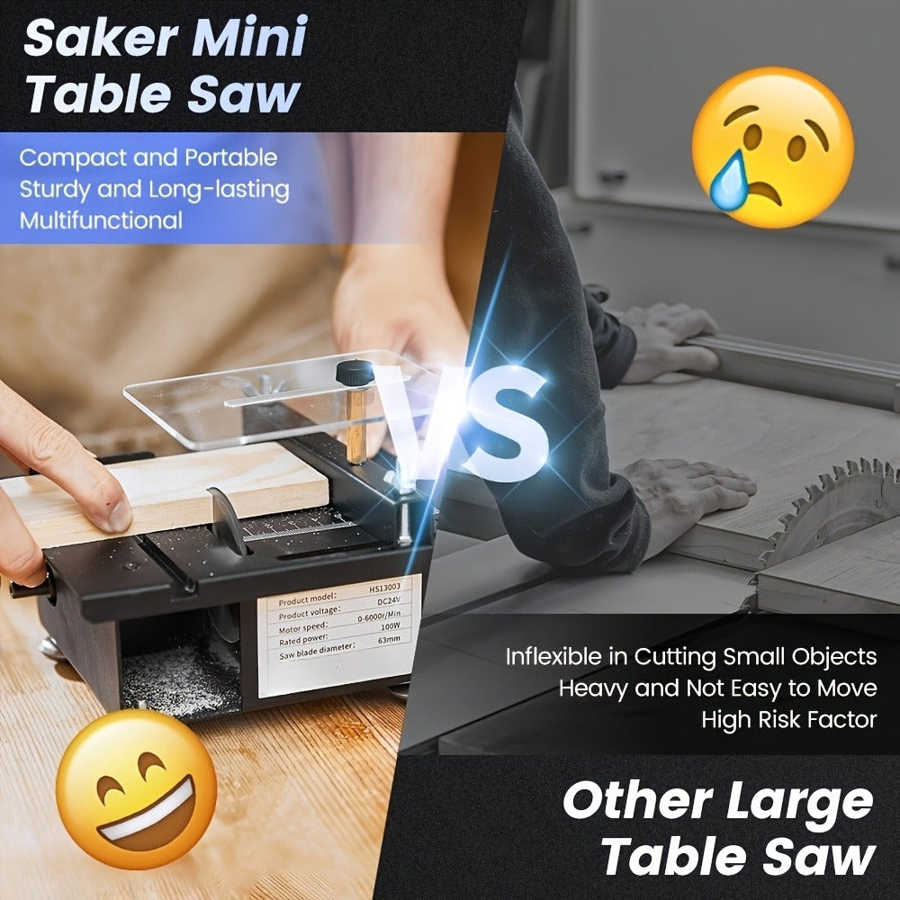 Mini Table Saw Multi-Function Portable DIY Machine, Sanding Engraving Drilling All-in-One Woodworking Tool, 7-Speed Adjustment, Precision Handmade Crafts, Great Gift for Dad, Husband & Men