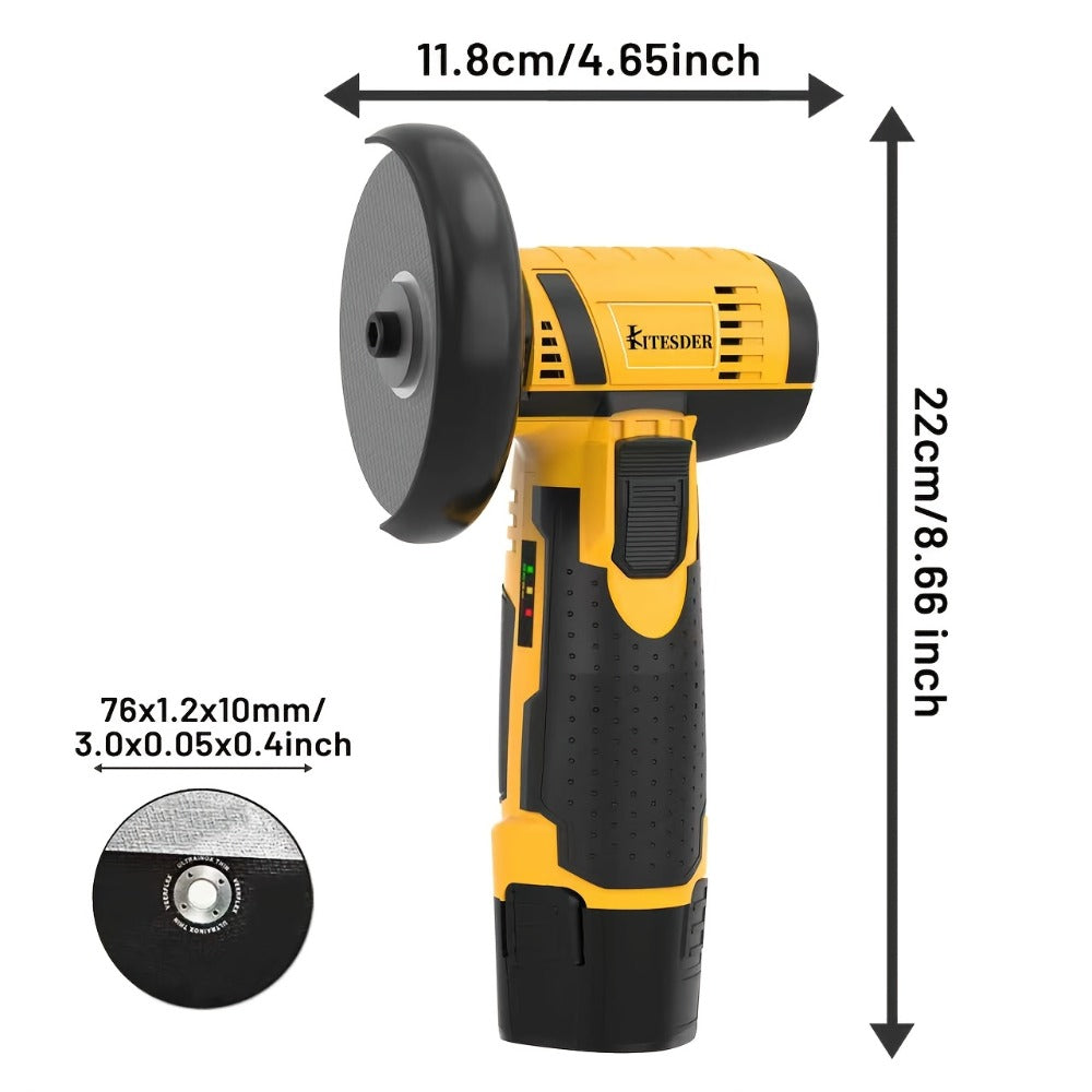 12V Cordless Angle Grinder - 19500 RPM Electric Sander & Polisher for Metal, Wood & Home Repairs, Multi-Function Grinding Tool