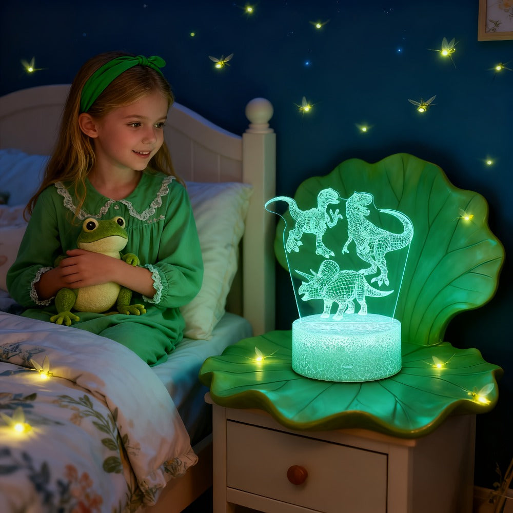 3D Holographic Dinosaur Night Lamp 16 Color Changing T-Rex LED Bedside Lamp Remote Touch Control Adjustable Brightness Kids Room Decor Gift Boys Girls Jurassic