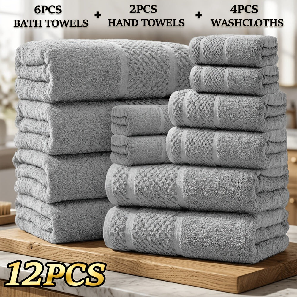 Bath Towel Set 450GSM Soft Absorbent - 12 16 18 Piece Cotton Blended Solid Color Bathroom Towels Set for Bath Hand Face | Hotel Spa Quality | Travel Shower Home | Multiple Colors & Sizes Available