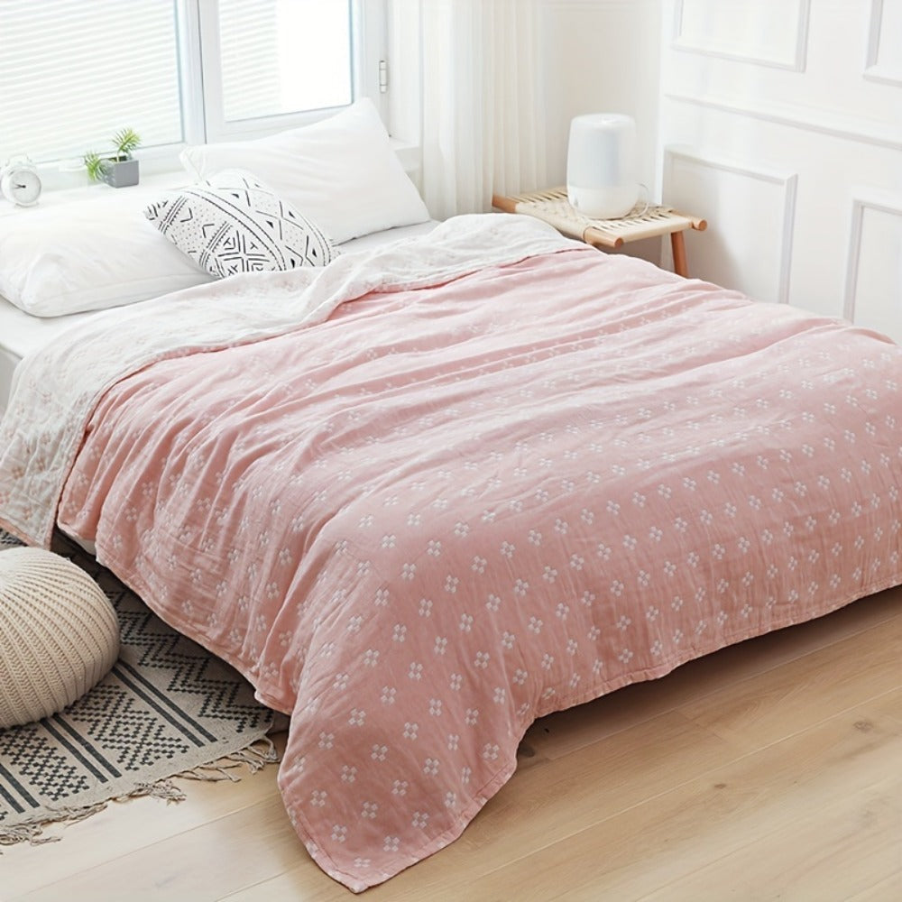 Jacquard Cotton Blanket ¨C Geometric Cross Pattern Pure Cotton Throw, Soft Breathable All Season, Machine Washable, 4 Colors, 2 Sizes