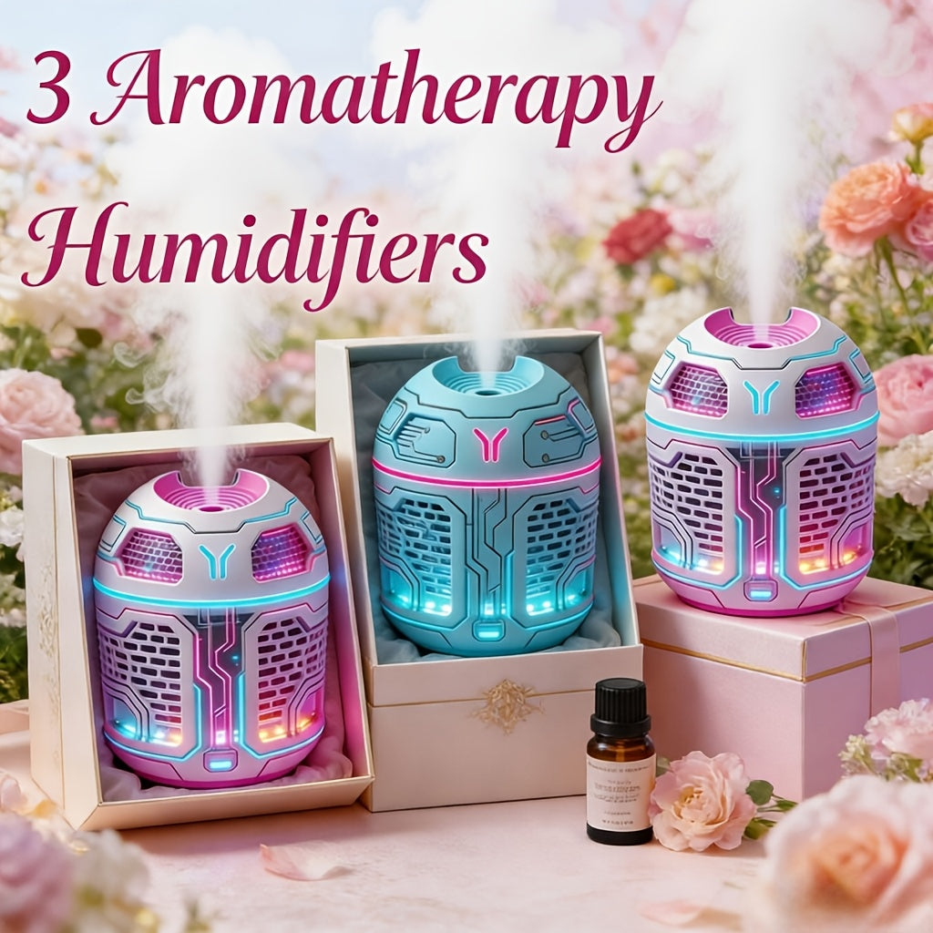 Mini Aromatherapy Humidifier Set of 3 Cool Mist Diffuser with Odor Eliminator No Filter USB Low Voltage for Car Bedroom Dorm Office Desktop Air Freshener Gift for Women Room Decor
