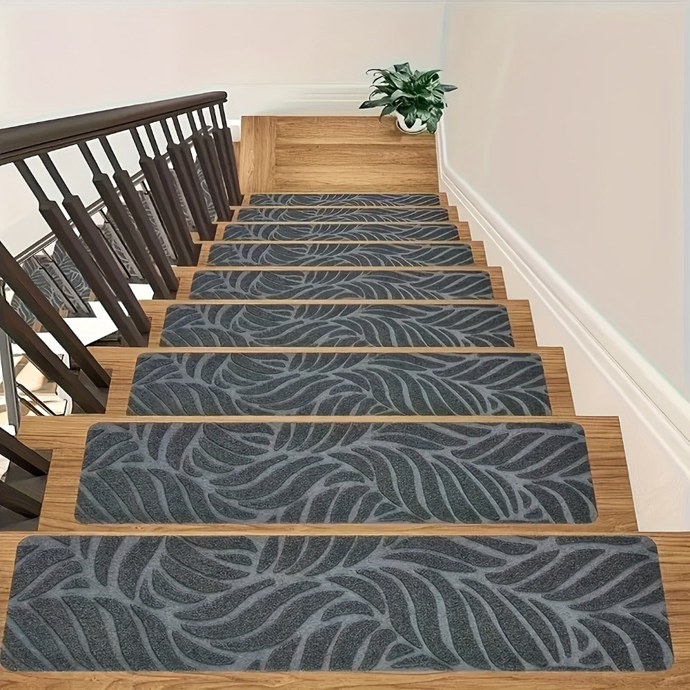 Non-Slip Stair Treads 15 Pack ¨C Self-Adhesive Indoor Stair Mats for Wooden Steps, Washable Polyester Carpet Runners, Protects Stairs & Prevents Slipping for Kids, Pets & Elderly