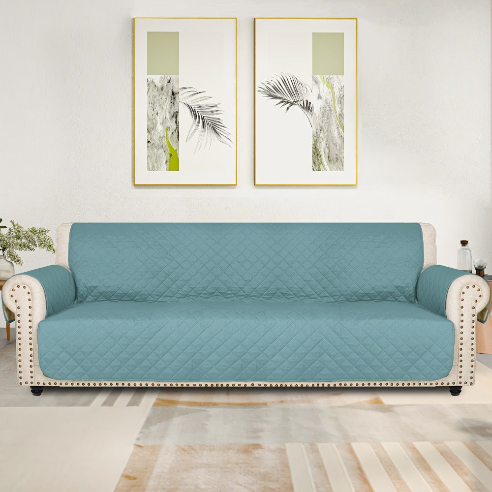 Sofa Slipcover 5-Layer Quilted Thick Sofa Cover Protector Elastic Strap Non-Slip Washable Pet Friendly Universal Fit 3 4 Seater Couch Cover for Living Room - 10 Colors