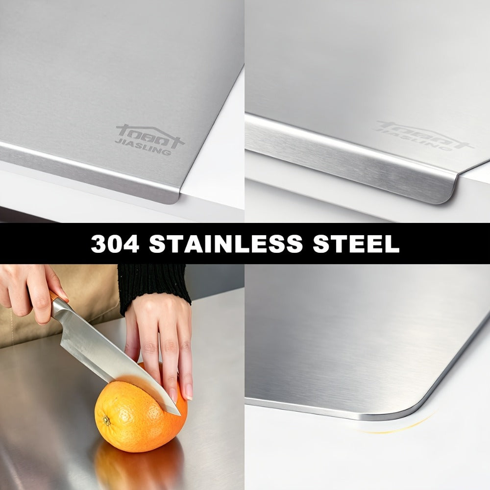 Stainless Steel Cutting Board & Rolling Pastry Board ¨C Non-Slip Kitchen Prep Mat with Butcher Block Surface