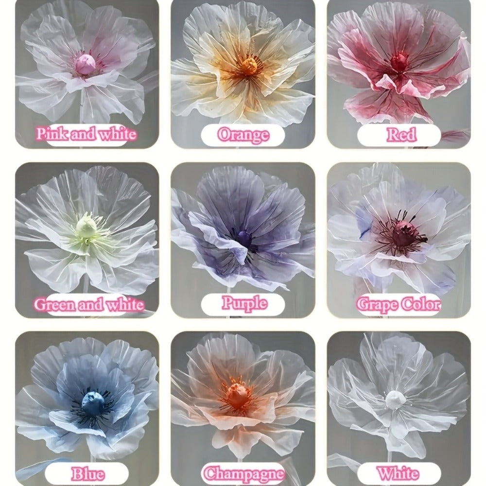 Artificial Silk Peony Flowers Giant Set of 3 Large Fake Flowers with Base & Branches for Wedding, Birthday Party, Home Decor & Window Display ¨C 8 Colors