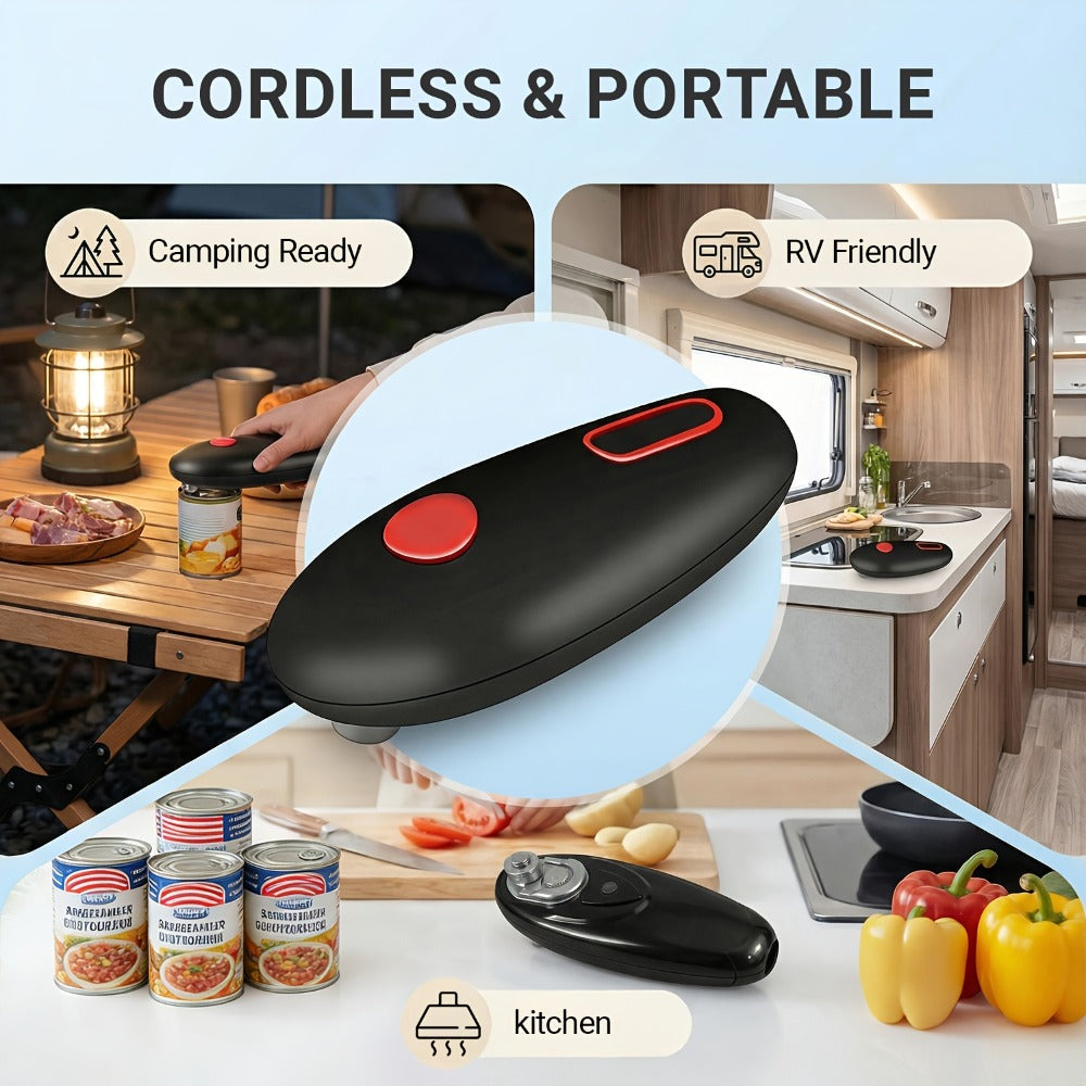 Electric Can Opener Automatic One Touch - Battery Powered Hands-Free Smooth Edge Safe Opener for Seniors Arthritis Weak Hands, Portable Kitchen Gadget for Home Camping RV, Great Gift Idea