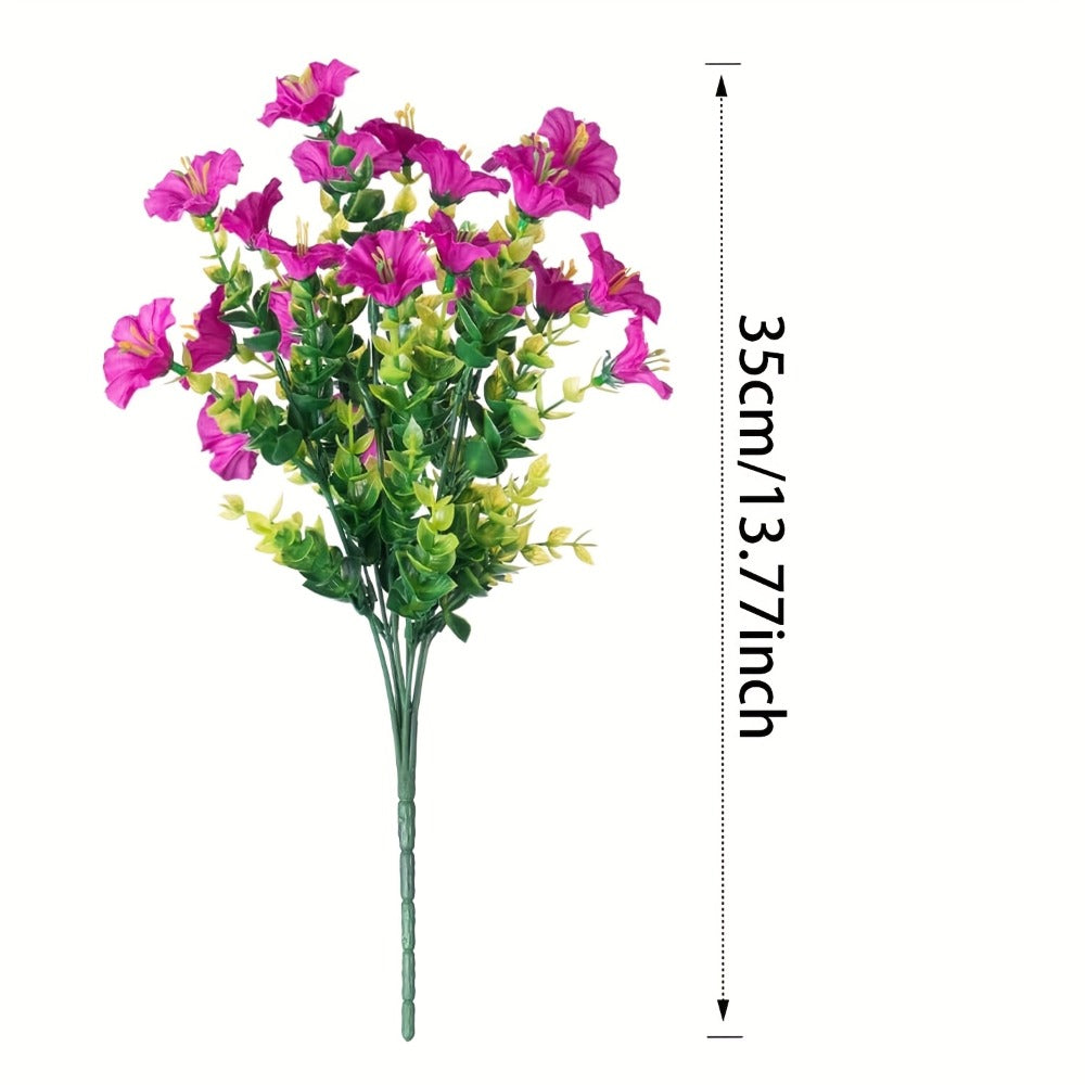 Artificial Flowers Outdoor 10 Bundles Faux Silk Pink Morning Glory - Realistic Fake Flowers for Porch, Patio, Window Box, Front Door, Garden Planter, All-Season Home Decor, Colorful Daisy Arrangement