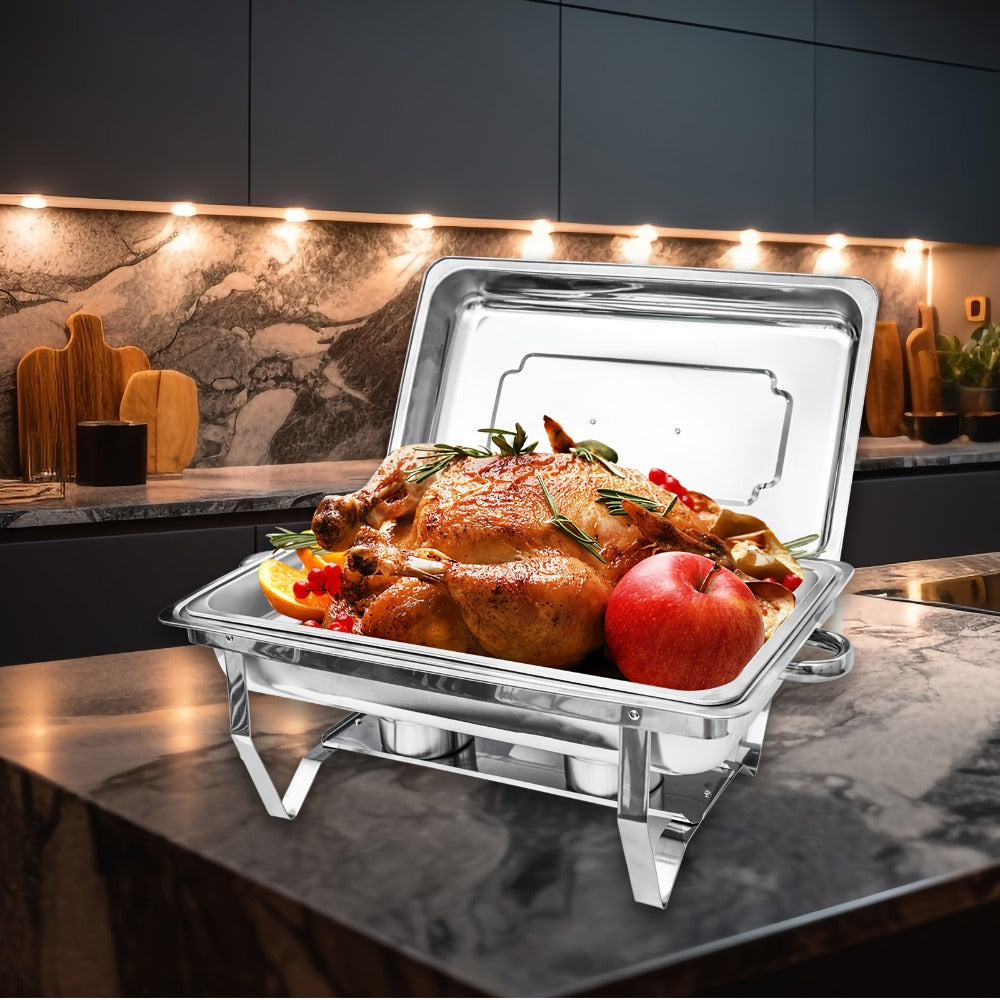 Chafing Dishes Buffet Set 9QT Stainless Steel Food Warmer Trays for Parties Hotel Christmas - 1/2/4/6/8 Pack