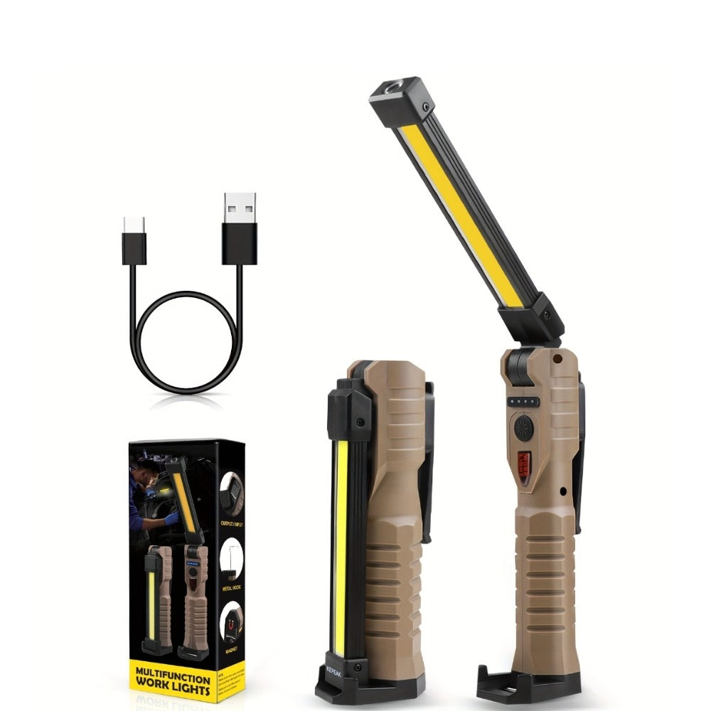 COB LED Work Light Magnetic Base Rechargeable USB 20000 Lumens 7 Modes 180¡ã Rotation Portable Hanging Flashlight with Built-in Battery Power Bank Function for Workshop Garage Car Repair 1/2/4 Pack
