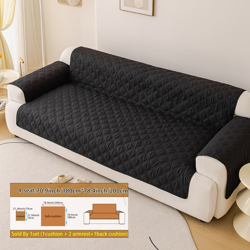 Soundwave Embossed Sofa Cover 3pcs with Armrests - Pet Friendly Anti-Slip Durable Couch Slipcover Set for Loveseat 3 4 Seater Sofa Protection Decoration, 5 Colors
