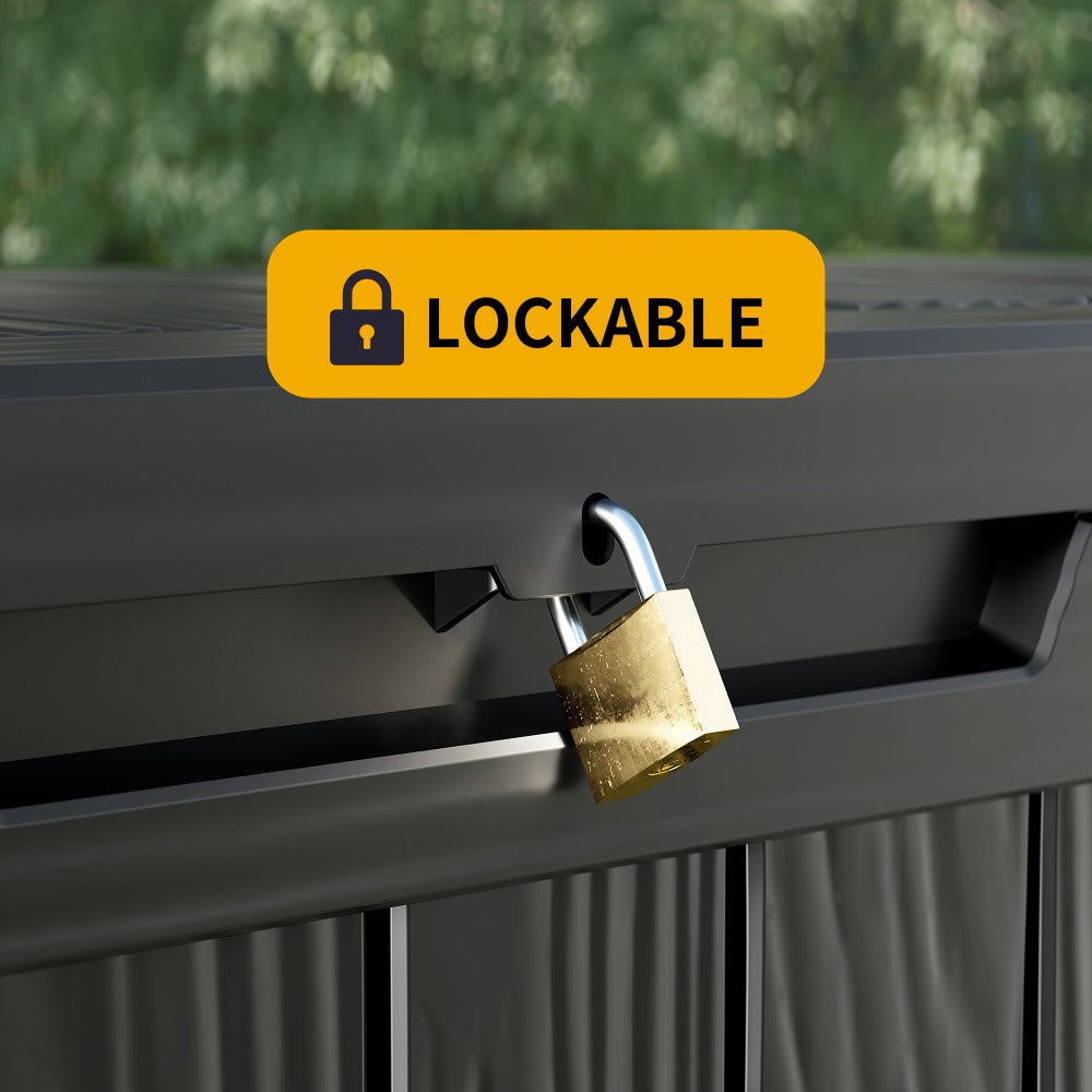 Large Resin Deck Box Lockable Outdoor Storage 80/100 Gallon ¨C 345L UV Protected Weatherproof Patio Storage Box | Sit-On Lid Deck Storage Chest for Pool Accessories, Garden Tools & Outdoor Gear