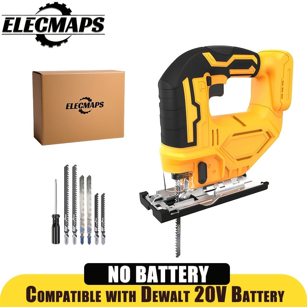 Cordless Jigsaw Compatible with Dewalt 20V Battery ¨C LED Work Light, 0¡ã-45¡ã Bevel, 3 Orbital Settings for Straight Curved & Circular Cuts