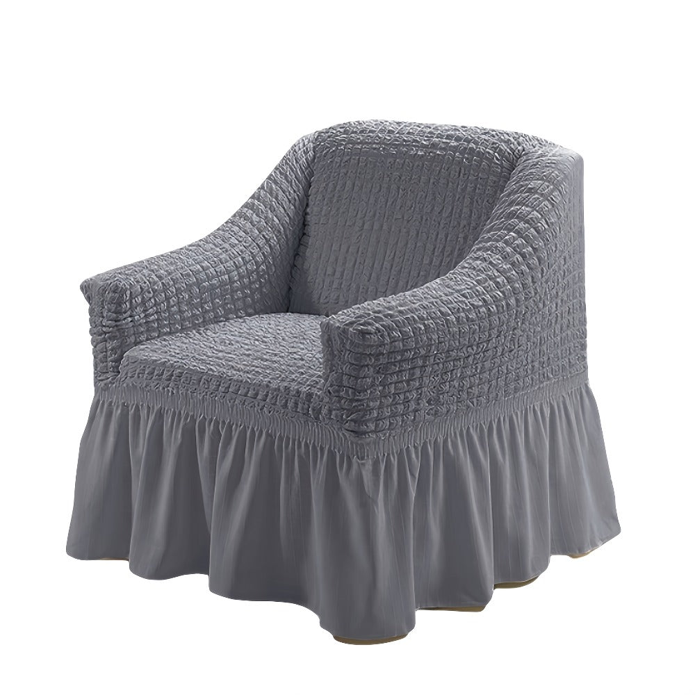 Stretch Seersucker Sofa Cover Solid Color Elastic Band Closure Machine Washable Slipcover for Armchair Loveseat 1 2 3 4 Seater - 8 Colors Home Wedding Decor