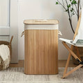 Collapsible Laundry Basket Bamboo Foldable Rattan Clothes Hamper - Space Saving Rectangular Storage Bin for Bedroom, Dorm Room & Bathroom, No Tools Assembly, Upgrade & Standard Models Available