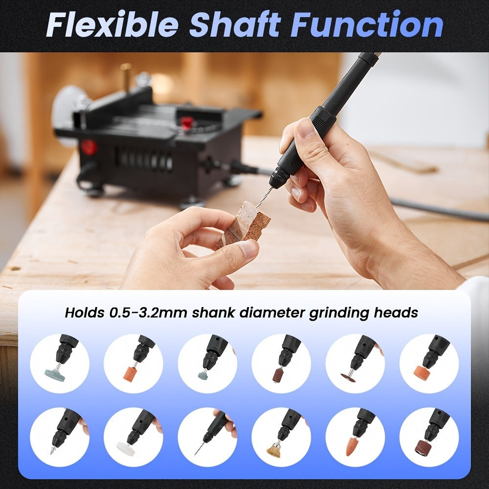 Mini Table Saw Multi-Function Portable DIY Machine, Sanding Engraving Drilling All-in-One Woodworking Tool, 7-Speed Adjustment, Precision Handmade Crafts, Great Gift for Dad, Husband & Men