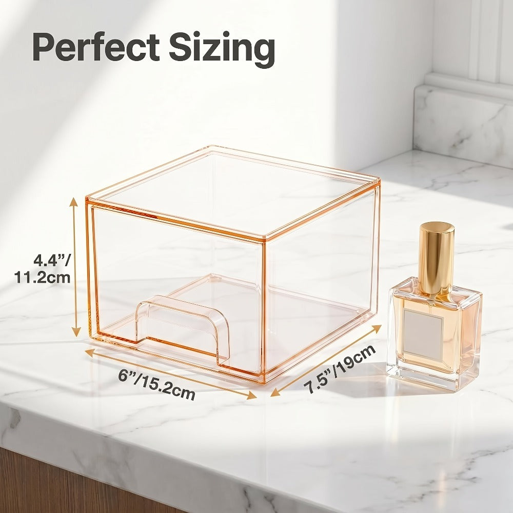 Clear Stackable Storage Drawers 8 Pack ¨C Acrylic Bathroom Organizer Bins with Pull-Out Handle, BPA-Free Plastic Makeup Storage for Vanity, Kitchen, Pantry, Home Organization
