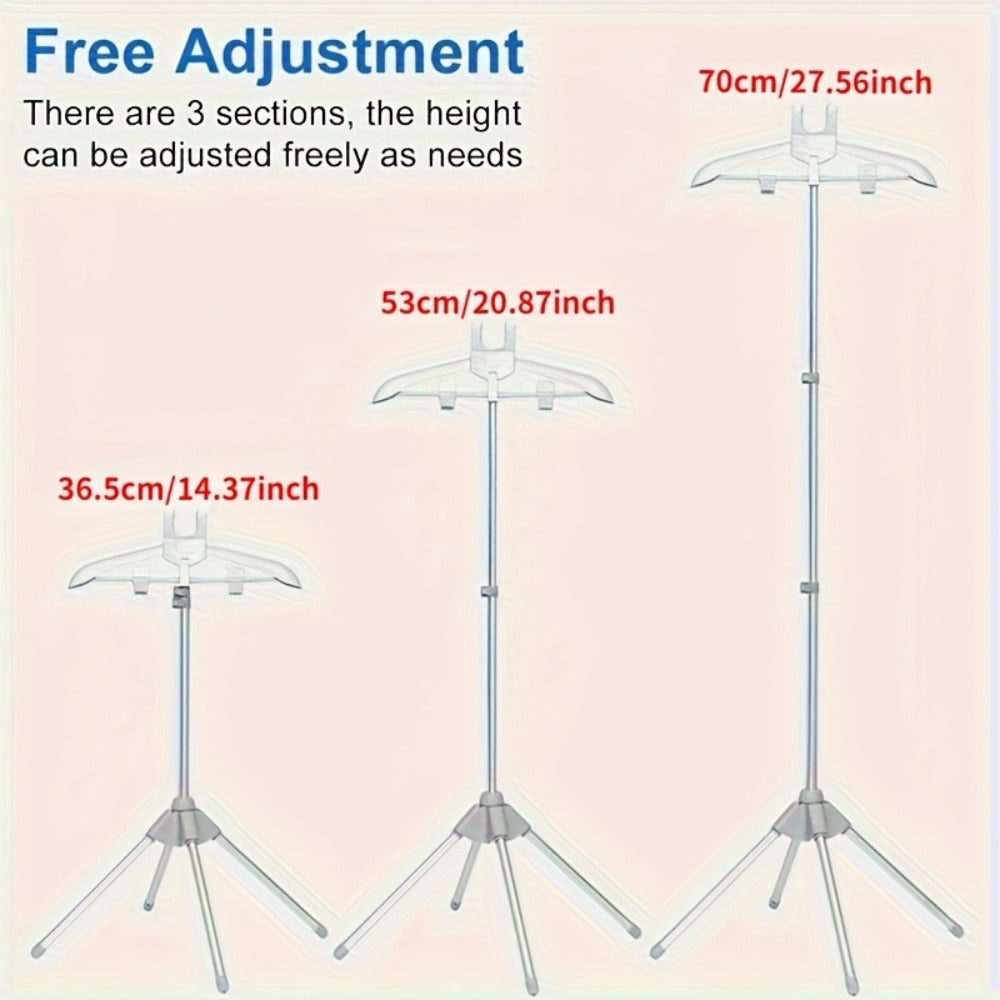 Clothes Drying Rack Foldable Height Adjustable Telescopic Ironing Rack, Aluminum Alloy Garment Rack with 360¡ã Rotating Arm, Multi-Layer Hanging Drying Stand, Space-Saving Laundry Rack for Home Bedroom