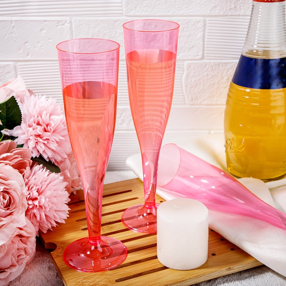 Pink Plastic Champagne Glasses Disposable 25 50 Pack ¨C BPA-Free PS Mimosa Cups Pink Plastic Wine Glasses for Wedding Bridal Shower Cocktail Party Outdoor Events