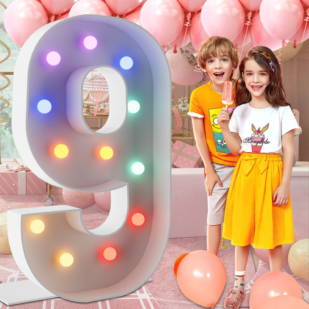 Marquee Number Lights 4 Feet Tall LED Light Up Numbers 0-9 20 for Birthday Party Anniversary Graduation Decoration 11 Colors 3 Flash Modes Foam Board String Lights Included