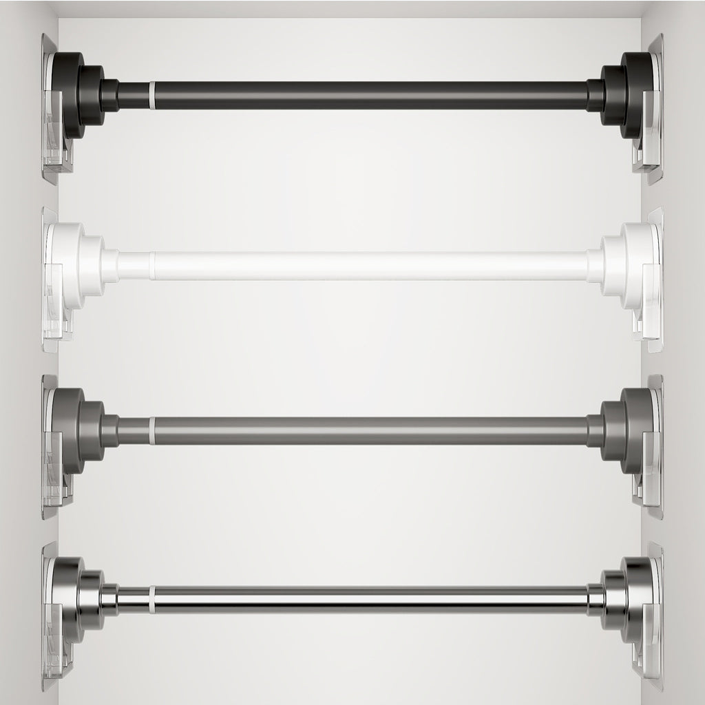 Tension Rod Stainless Steel No Drill - Adjustable Curtain Rod for Wardrobe Bathroom Bedroom, Clothes Drying Rod, Multiple Sizes & Colors