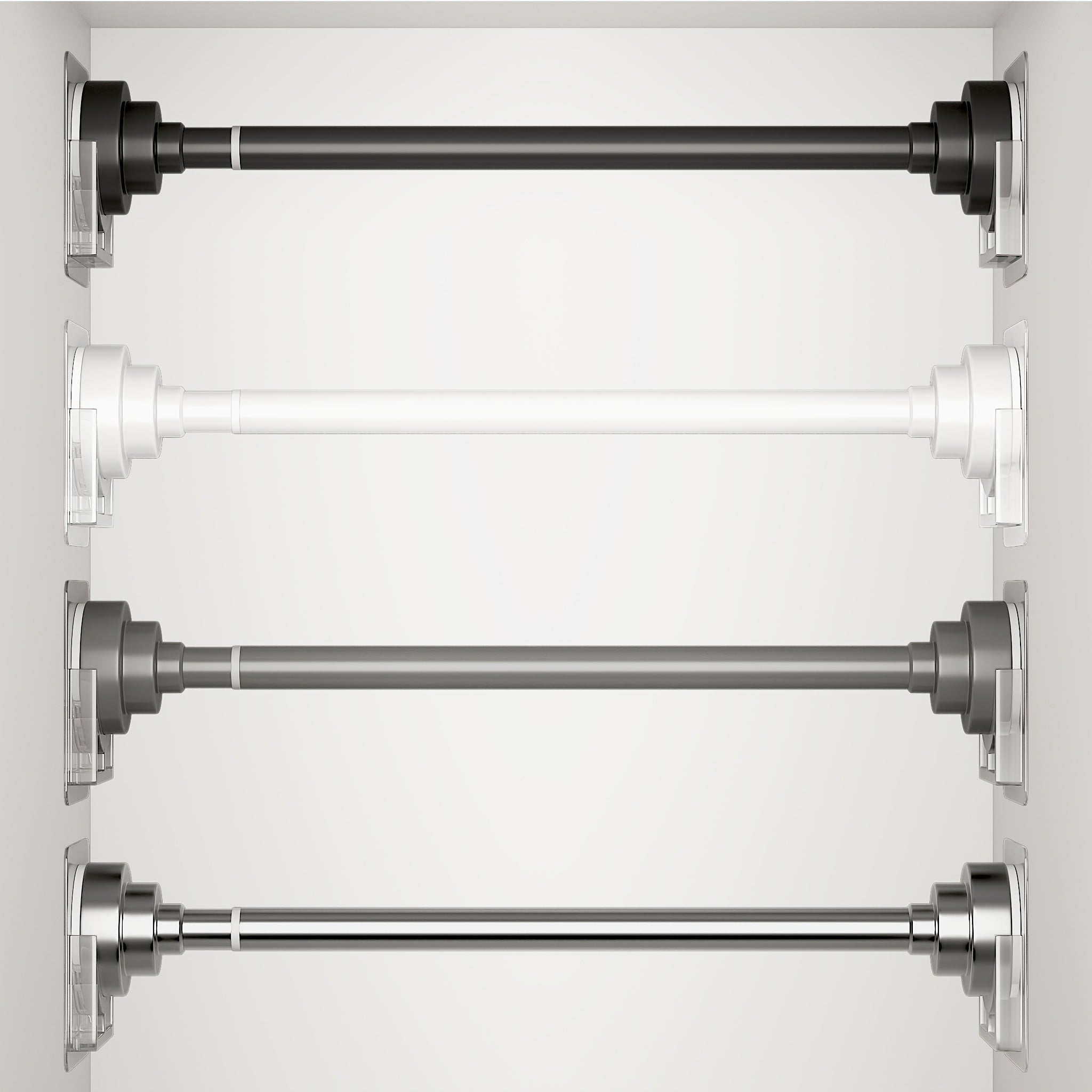 Tension Rod Stainless Steel No Drill - Adjustable Curtain Rod for Wardrobe Bathroom Bedroom, Clothes Drying Rod, Multiple Sizes & Colors