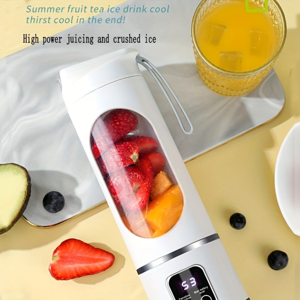 Portable USB Rechargeable Blender with LED Display ¨C 15oz Personal Smoothie Blender for Shakes, Milkshakes & Fresh Juice, Compact Mini Blender for Home Gym Office & Travel, BPA-Free Cup