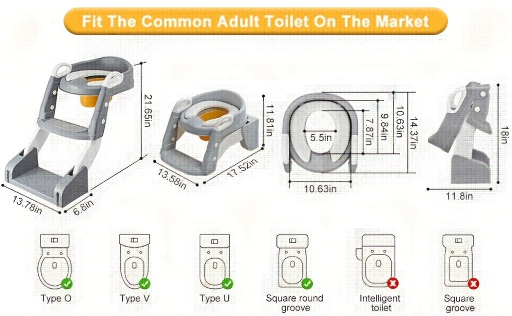Potty Training Seat with Step Ladder 2-in-1 Toddler Toilet Seat & Stool - Foldable Kids Potty Chair with Splash Guard, Anti-Slip Pads & Handles for Boys Girls