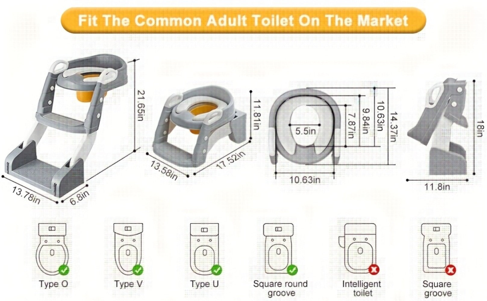 Potty Training Seat with Step Ladder 2-in-1 Toddler Toilet Seat & Stool - Foldable Kids Potty Chair with Splash Guard, Anti-Slip Pads & Handles for Boys Girls