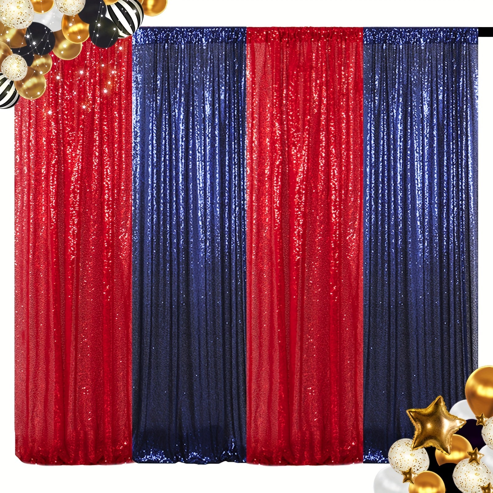 Sequin Backdrop Curtain 4 Panels 2FTx8FT ¨C Shimmer Glitter Background for Wedding Party Photo Booth Decoration