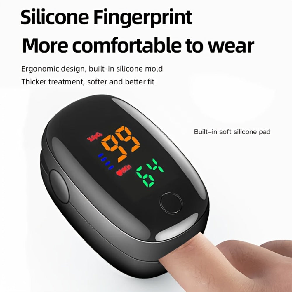 FDA Approved Pulse Oximeter with Color LED Display, Digital Fingertip Blood Oxygen Saturation & Heart Rate Monitor, Automatic SpO2 Meter for Home Health Monitoring, Black