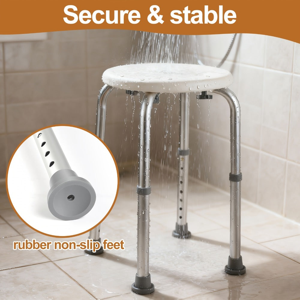 Shower Stool for Inside Shower ¨C Adjustable Height Non-Slip Bath Seat, 300 LBS Capacity, Stable Bathroom Stool for Sitting, Fits Showers & Bathtubs, Lightweight & Easy Assembly