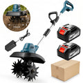 Cordless Electric Cultivator 20V Lightweight Handheld Rotary Tiller ¨C 9-Inch Width 6.6-Inch Depth, 1 or 2 Batteries & Charger, Garden Soil Tiller for Courtyard Farmland Vegetable Garden Raised Bed