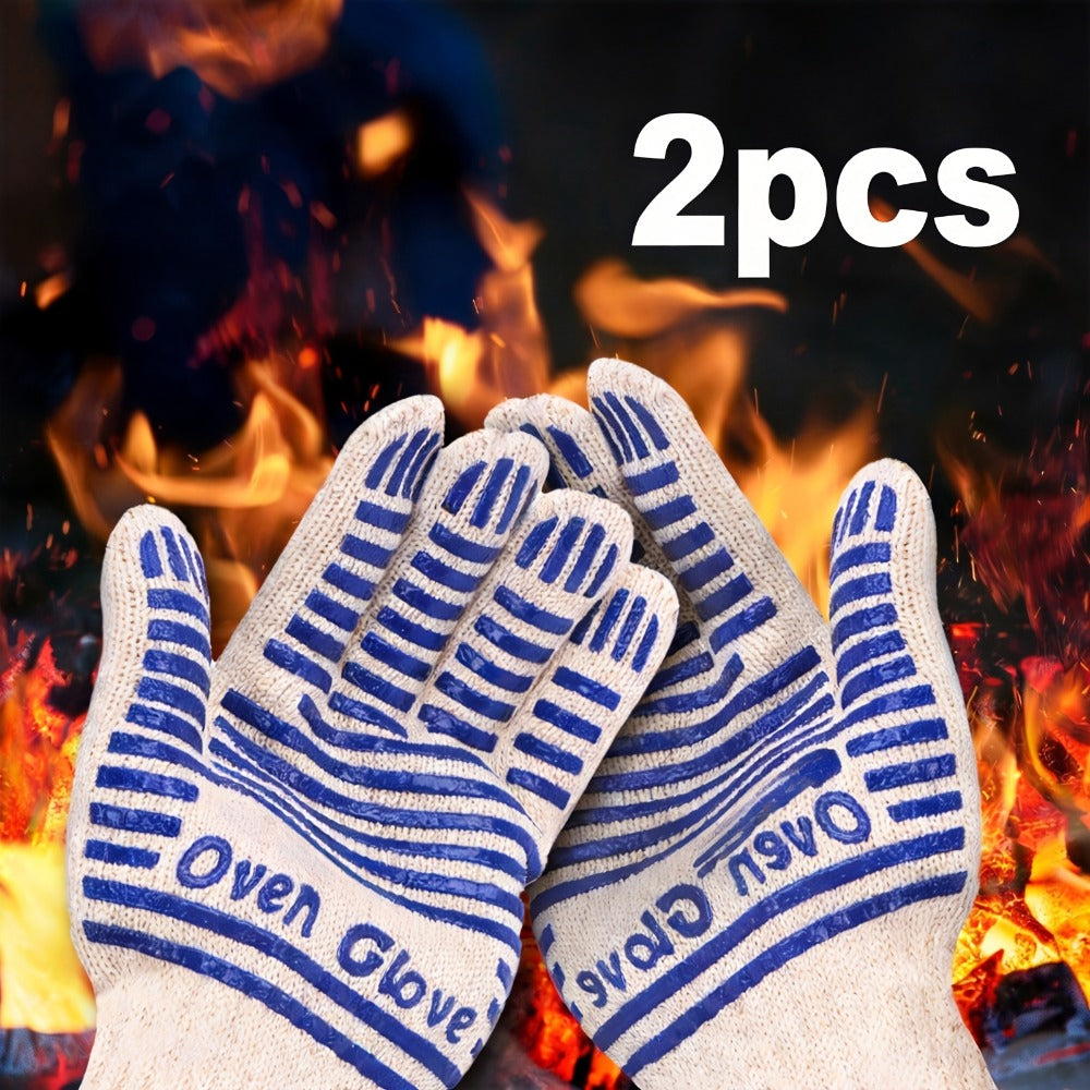 Silicone Oven Mitts with Fingers Non-Slip Heat Resistant Gloves for Cooking Baking BBQ Grilling - Kitchen Oven Gloves 2pcs or 4pcs Set