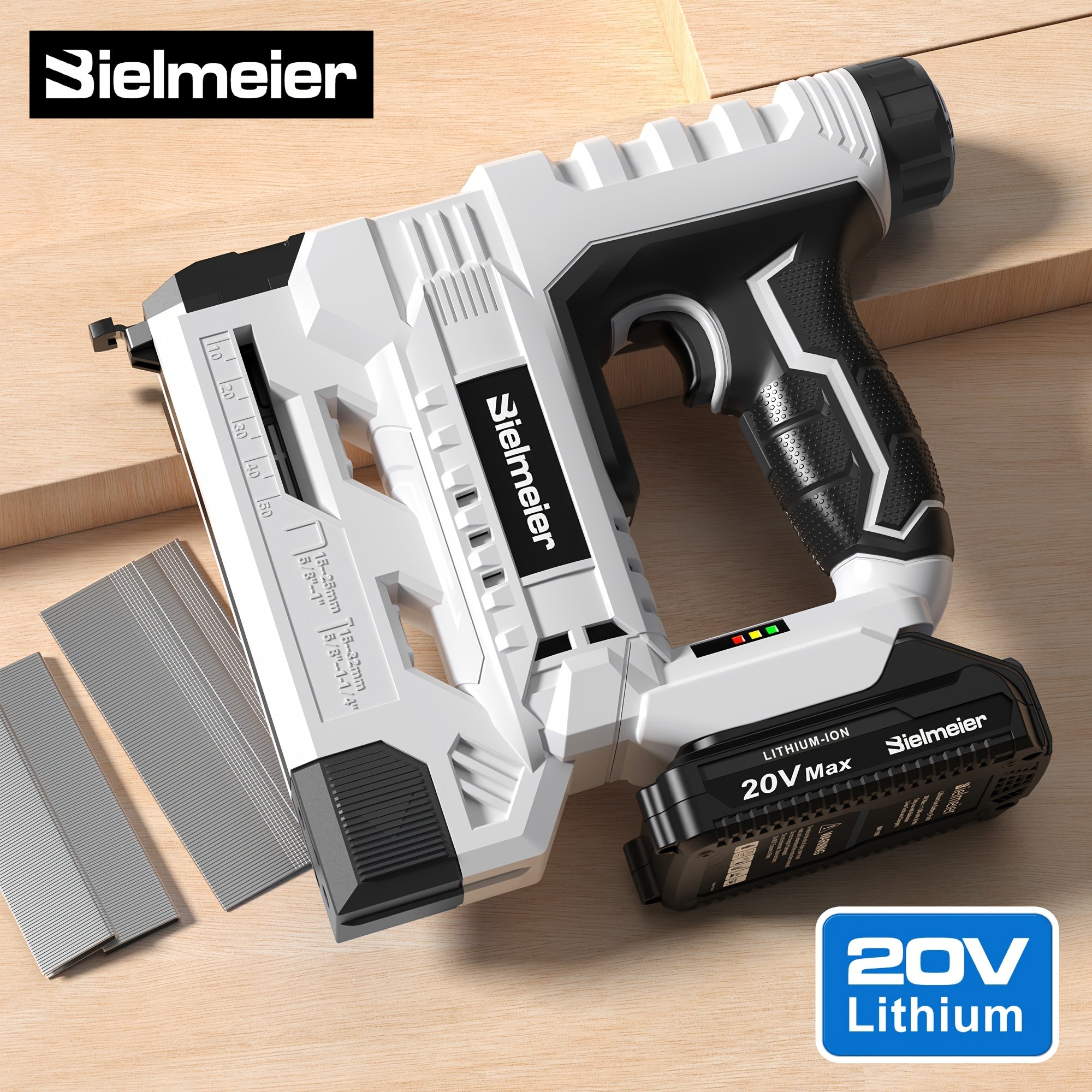 Cordless Stapler Nailer 2-in-1, 20V/4V Brad Nailer Without Compressor, Lightweight with Safety Striker Guard, Battery & Charger Included, 1600/2000 Nails & Staples, for Carpentry, Upholstery & DIY Projects