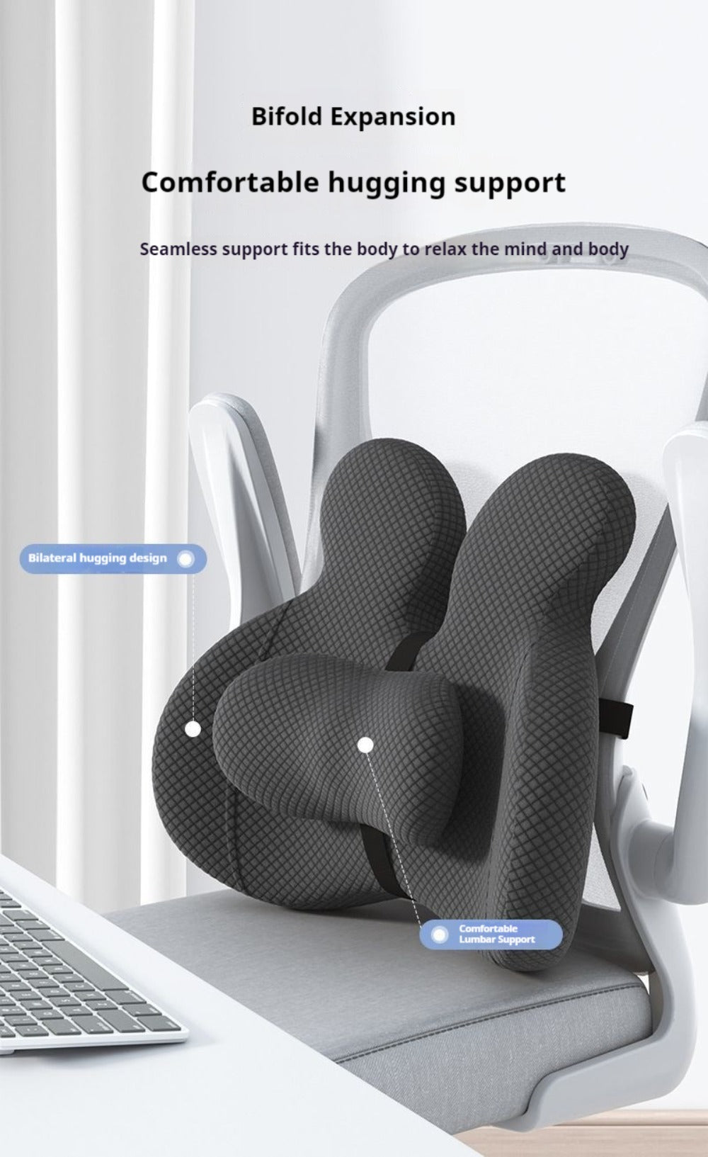 Lumbar Support Cushion & Seat Cushion Set ¨C Ergonomic Office Chair Pillow for Lower Back Pain Relief, Breathable Memory Foam Waist & Hip Support for Home, Car & Desk Chair