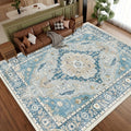 Vintage Persian Area Rug Machine Washable Non-Slip Non-Shedding Floral Indoor Carpet for Living Room Bedroom in Multiple Colors and Sizes