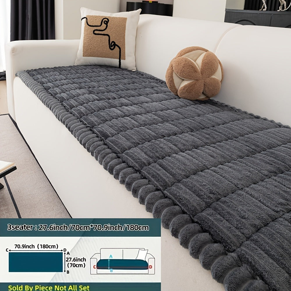 Sofa Cushion Cover Plush Velvet Washable Seat Pad Wavy Edge Soft Kapok Filling for Couch Loveseat 1 2 3 4 Seater ¡ª Easy Install Home Decor Protection