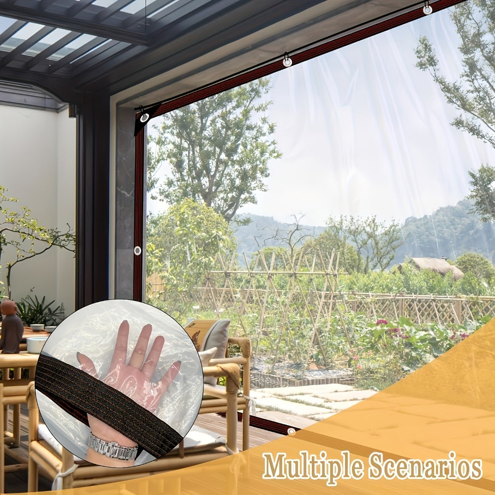 Clear Waterproof Tarp Heavy Duty Thickened Outdoor Cover with Sealed Edges, Transparent Rain Tarp for Patio, Porch Awning, Chicken Coop, Camping & Greenhouse, Multiple Sizes Available